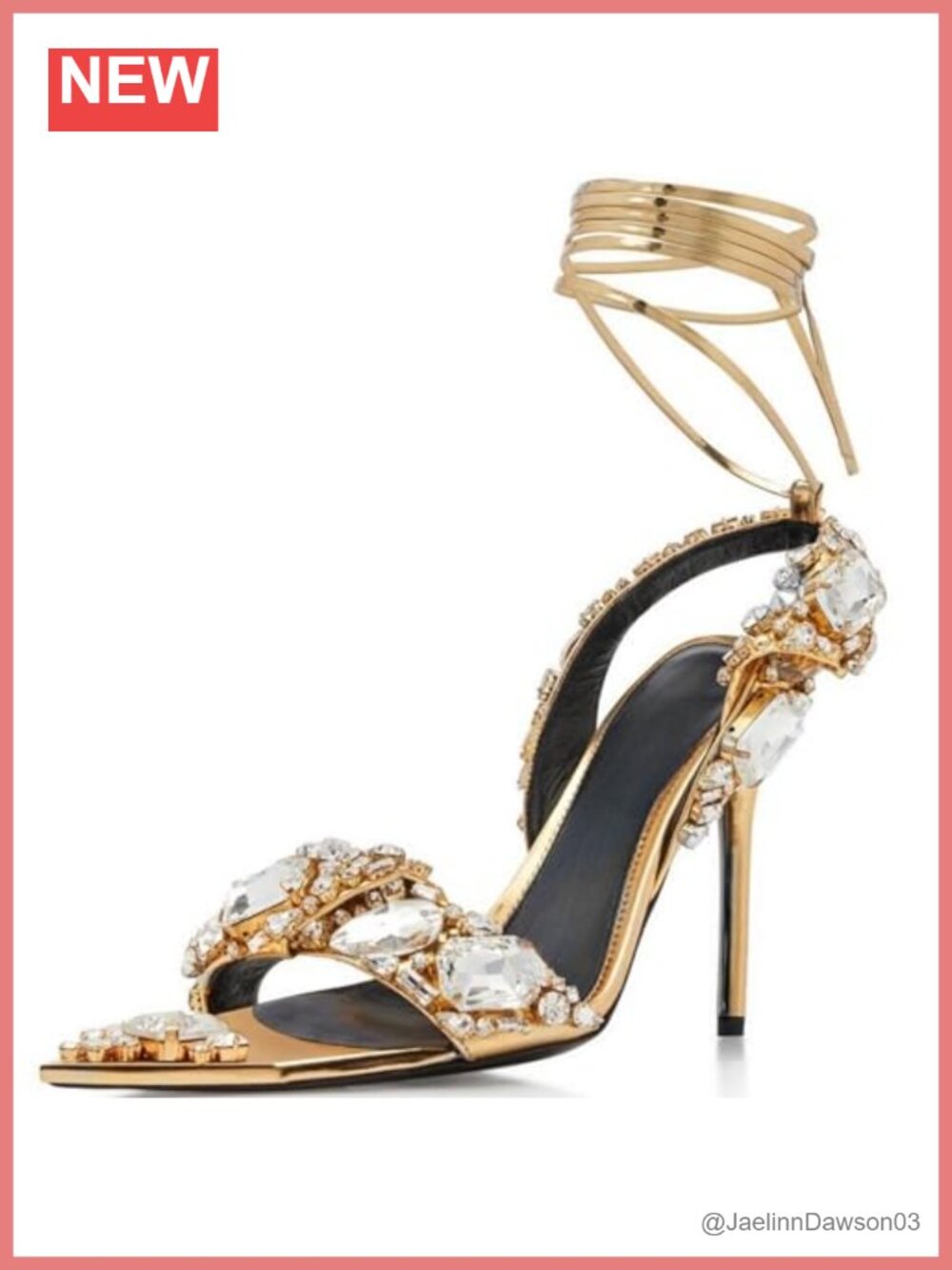 Rhinestone Stiletto Heels Sandals Women Lace Up Pointed Open Toe Strappy